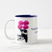 ジャグリング・アクト・パンダを生感動的きる ツートーンマグカップ (左)