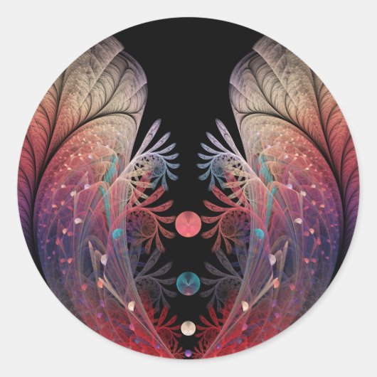 ジャグリング アブストラクト モダン ファンタジー フラクタル アート ラウンドシール (正面)