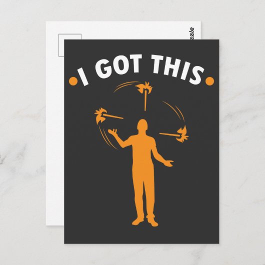 ジャグリング・ファイア - 余裕だぜ - サーカスのプレゼント用ジャグリング ポストカード (正面/裏面)