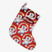 ジャグリング·ポーラー·ベア·カスタム·ガールズ·クリスマス·ストッキン ラージクリスマスストッキング (正面 (吊り時))