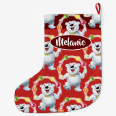 ジャグリング·ポーラー·ベア·カスタム·ガールズ·クリスマス·ストッキン ラージクリスマスストッキング (裏面)