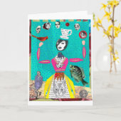 ジャグリング・レディ・グリーティング・カード カード (黄色い花)