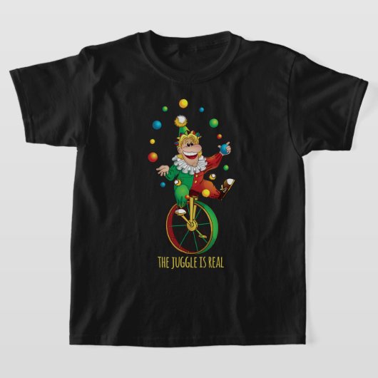 ジャグルは実在ピエロサーカスのジャグリング Tシャツ (レイダウン)