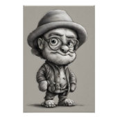 ジャケットと帽子をかぶった愛らしいファンタジーの生き物 ポスター (正面)