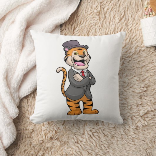 ジャケットと帽子を持つグルーミングとしてのタイガー クッション (ブランケット)