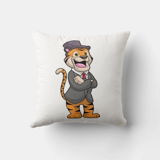 ジャケットと帽子を持つグルーミングとしてのタイガー クッション (裏面)