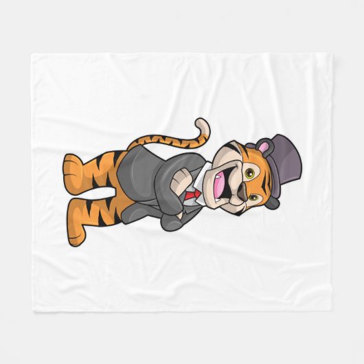 ジャケットと帽子を持つグルーミングとしてのタイガー フリースブランケット (正面(横))