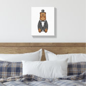 ジャケットを着た新郎クマ キャンバスプリント (インサイチュ (寝室))