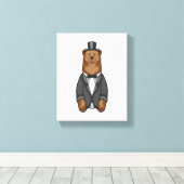 ジャケットを着た新郎クマ キャンバスプリント (インサイチュ (ウッドフロア))