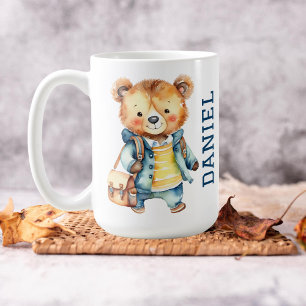 ジャケットスクールのバッグで1年生のかわいいテディベア コーヒーマグカップ