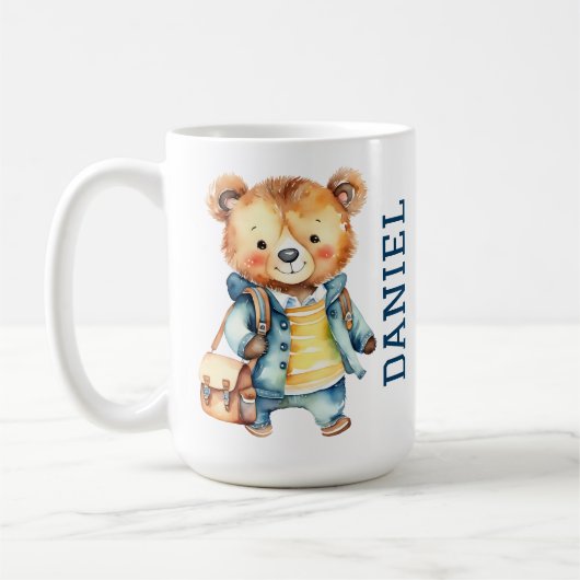 ジャケットスクールのバッグで1年生のかわいいテディベア コーヒーマグカップ (左)