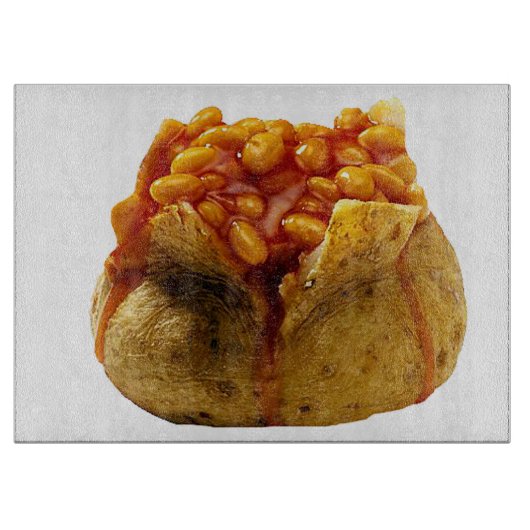 "ジャケットポテトおよび豆"はまな板を設計します カッティングボード (正面)