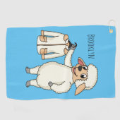 ジャケット漫画を持つ可愛い羊 ゴルフタオル (横)