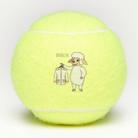 ジャケット漫画を持つ可愛い羊 テニスボール (正面)