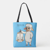 ジャケット漫画を持つ可愛い羊 トートバッグ (裏面)