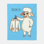 ジャケット漫画を持つ可愛い羊 フリースブランケット (正面)
