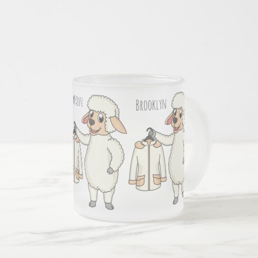 ジャケット漫画を持つ可愛い羊 フロストグラスマグカップ (正面右)