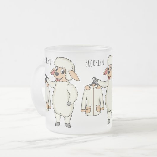 ジャケット漫画を持つ可愛い羊 フロストグラスマグカップ (正面左)