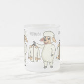 ジャケット漫画を持つ可愛い羊 フロストグラスマグカップ (中央)