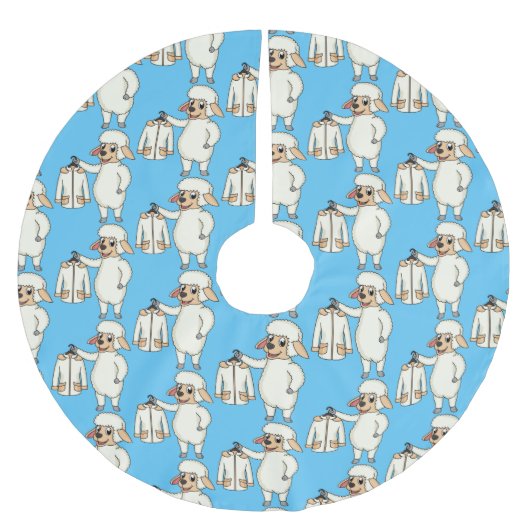 ジャケット漫画を持つ可愛い羊 ブラッシュドポリエステルツリースカート (正面)