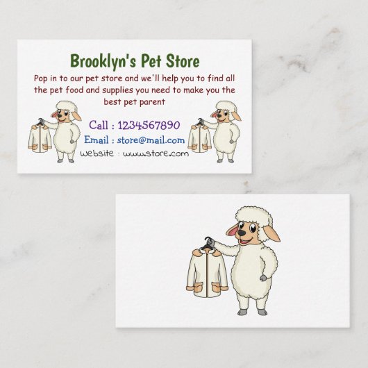 ジャケット漫画を持つ可愛い羊 名刺 (正面/裏面)