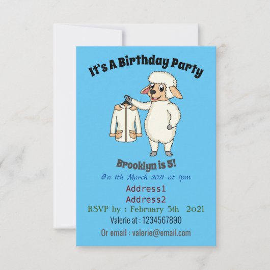 ジャケット漫画を持つ可愛い羊 招待状 (正面)
