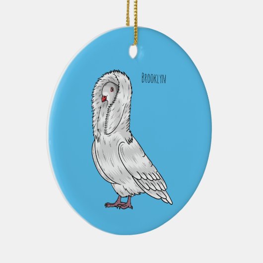 ジャコバン鳩バードカートゥーンイラストレーション セラミックオーナメント (右)