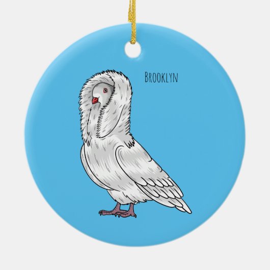 ジャコバン鳩バードカートゥーンイラストレーション セラミックオーナメント (裏面)