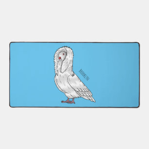 ジャコバン鳩バードカートゥーンイラストレーション デスクマット