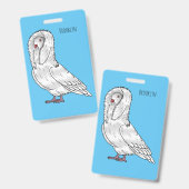 ジャコバン鳩バードカートゥーンイラストレーション バッジ (正面＆裏面)
