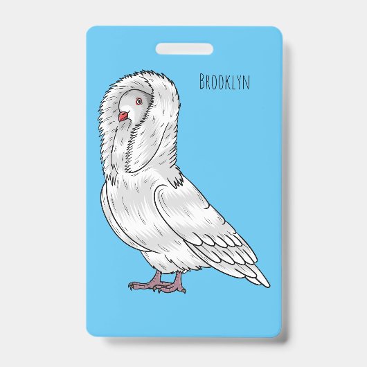 ジャコバン鳩バードカートゥーンイラストレーション バッジ (正面)