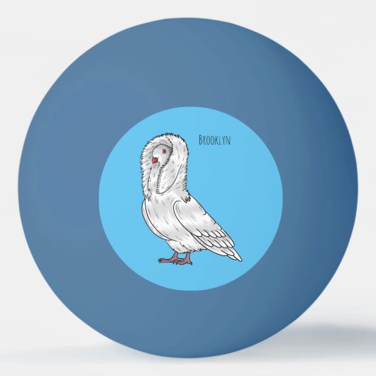 ジャコバン鳩バードカートゥーンイラストレーション 卓球ボール (正面)