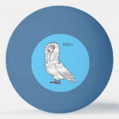 ジャコバン鳩バードカートゥーンイラストレーション 卓球ボール (裏面)