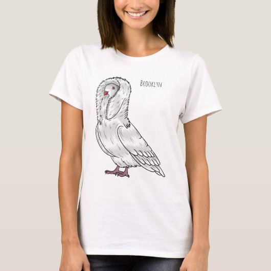 ジャコバン鳩バードカートゥーンイラストレーション Tシャツ (正面)