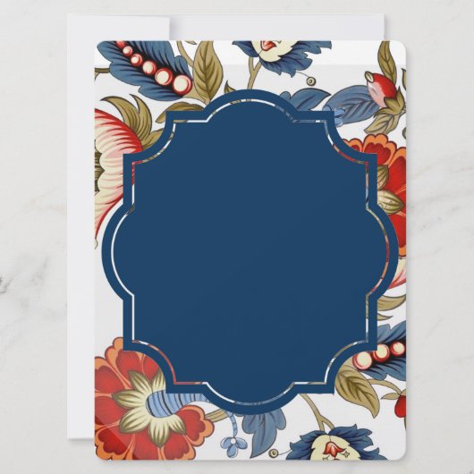 ジャコビアン赤と青の白抜き招待状 招待状 (正面)