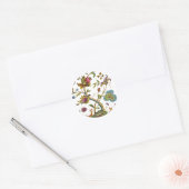 ジャコビーンシベル刺繍木 ラウンドシール (封筒)