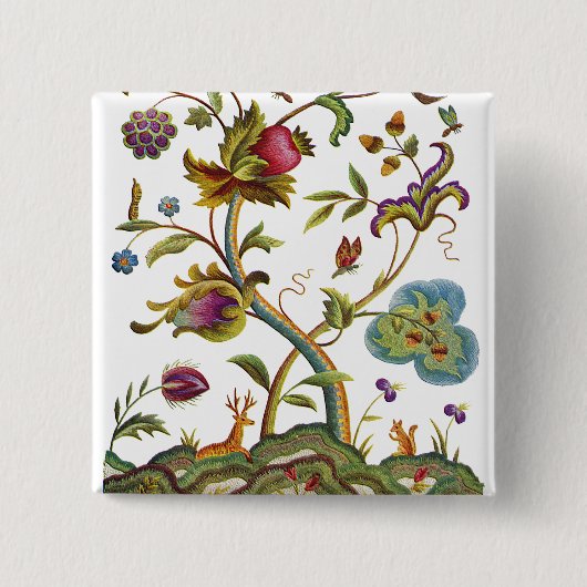 ジャコビーンシベル刺繍木 缶バッジ (正面)