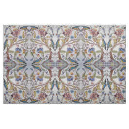 ジャコビーンタイルデザイン鳥フローラ軟色布帛 ファブリック