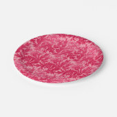 ジャコビーンフラワーダマスク、明るい赤紫色、ライトピンク ペーパープレート (アングル)