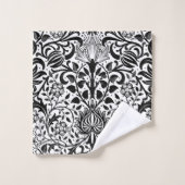 ジャコビーンフローラダマスク、黒、白、灰色  バスタオルセット (ウォッシュタオル)