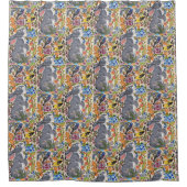 ジャコビーンフローラバニーウサギの鳥たちシャワーカーテン シャワーカーテン (正面)