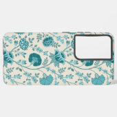 ジャコビーンフローラビッグパターンティール（緑がかった色）オンクリーム SAMSUNG GALAXYケース (左側面)