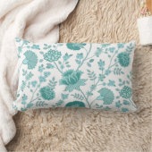 ジャコビーンフローラビッグパターンティール（緑がかった色）オン白 ランバークッション (ブランケット)