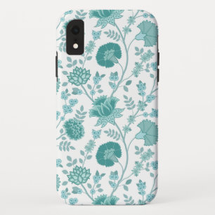 ジャコビーンフローラビッグパターンティール(緑がかった色)オン白 iPhone XRケース