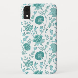ジャコビーンフローラビッグパターンティール(緑がかった色)オン白 iPhone XRケース