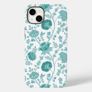 ジャコビーンフローラビッグパターンティール（緑がかった色）オン白 Case-Mate iPhone 14 PLUSケース