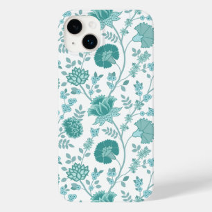 ジャコビーンフローラビッグパターンティール（緑がかった色）オン白 Case-Mate iPhone 14 PLUSケース
