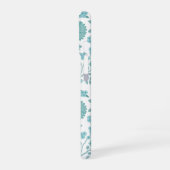 ジャコビーンフローラビッグパターンティール(緑がかった色)オン白 iPhone 16ケース (左側面)