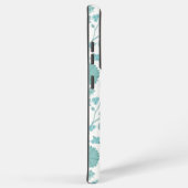 ジャコビーンフローラビッグパターンティール（緑がかった色）オン白 SAMSUNG GALAXYケース (右側面)