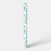 ジャコビーンフローラビッグパターンティール（緑がかった色）オン白 SAMSUNG GALAXYケース (左側面)